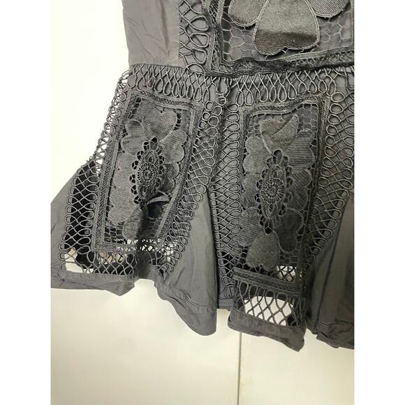 Gracia Top Lace Peplum Embroidered Blouse Womens Medium Romantic Floral Crochet - Picture 4 of 14